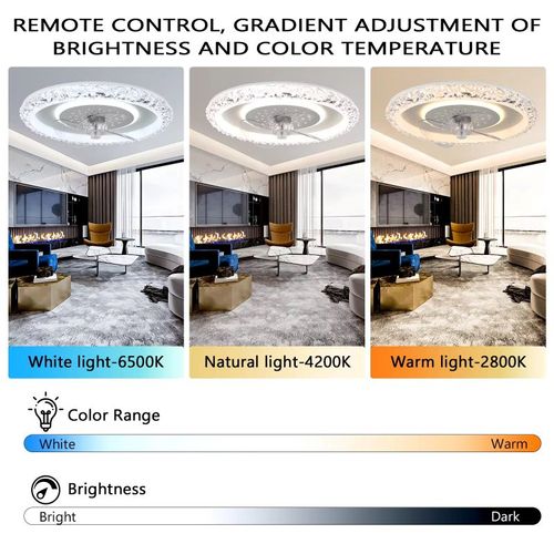 Luxury-class crystal appearance + invisible fan blades, 120W LED supports three color temperatures and brightness adjustment, three speed settings + forward and reverse rotation applicable in all four seasons. Supports remote control, APP and voice control, compatible with 8-15㎡ spaces, quiet and energy-efficient, creating an elegant and comfortable atmosphere in the living room, dining room and bedroom.