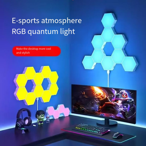 This set of RGB quantum lights is an atmosphere-enhancing wonder: The hexagonal light blocks can be freely customized in shape, and 160 million colors can be adjusted at will. It offers multiple control methods including voice control and app control. It can be installed without drilling holes without damaging the wall. It is suitable for gaming rooms, bedrooms, and living rooms, and can be easily used to create a cyber-chic space.