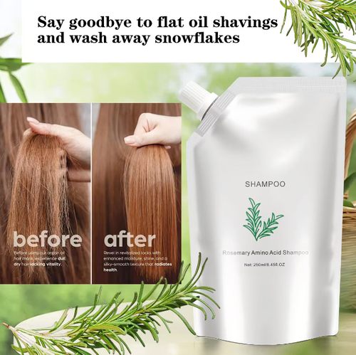 Rosemary Amino Acid Anti-Hair Loss Shampoo. Order today and get 4 bottles. Rosemary extracts clean the hair follicles. The amino acid surfactants are gentle on the scalp and do not irritate. After washing, the scalp feels refreshing, the hair roots are stable, hair loss decreases, the hair gaps narrow gradually. 4 bottles are enough to stock for half a year. Ideal for those with hair volume concerns. Easily washes out thick hair.