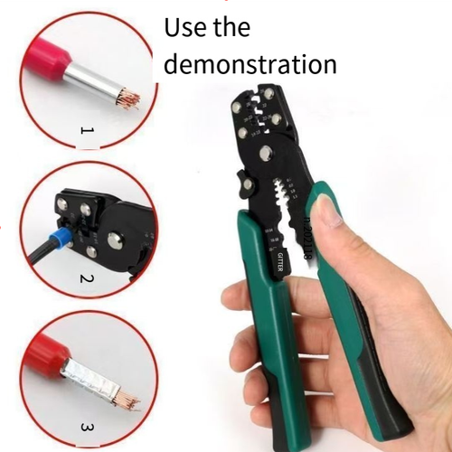 Insulated copper wire crimp terminal kit with 200 terminals and a pair of pliers