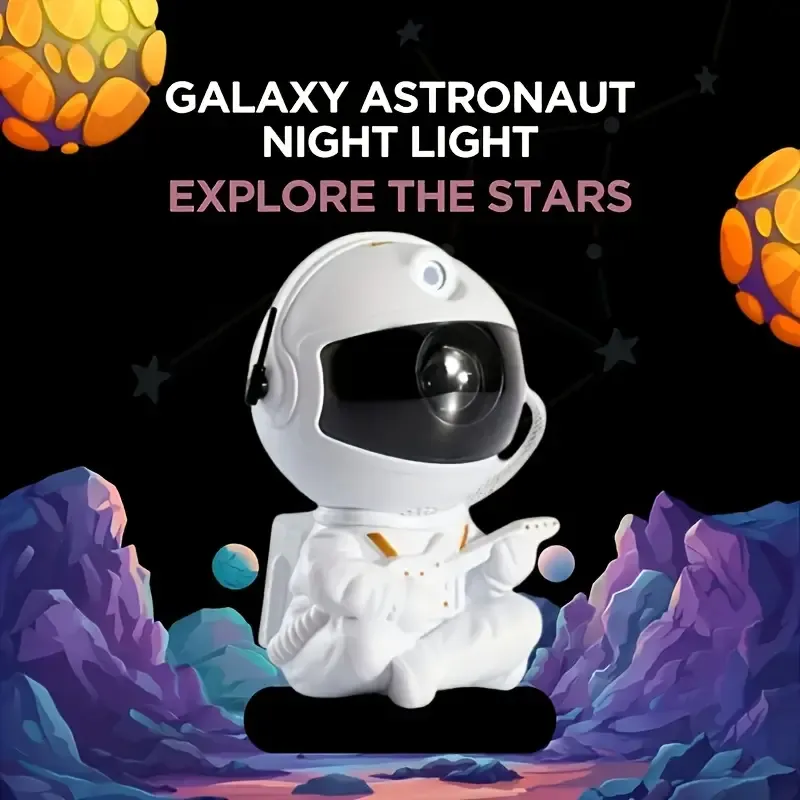 Muti-color Aurora Galaxy Projector Multifunctional Star Night Lamp Remote Control Sitting Astronaut Projector Light for Bedroom