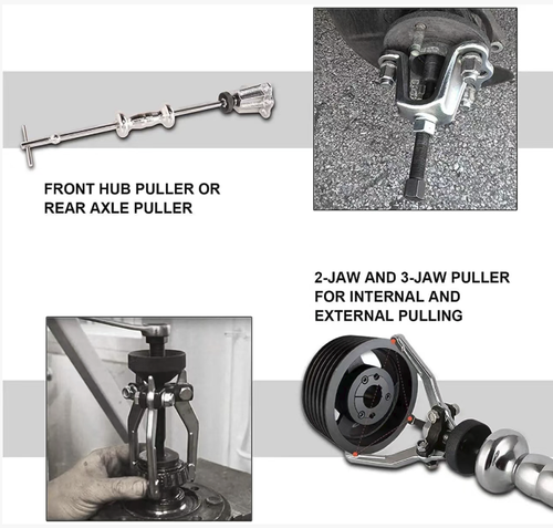 This 18-piece set of car hub bearing removal hammer tools is fully compatible with bearings and half shafts of various vehicle models. The hammer has an easy-to-use design and is made of alloy steel, which is durable and sturdy. It is suitable for various automotive repair scenarios and comes with a custom storage box for convenient and portable storage. It is an expert-level disassembly and assembly tool for auto repair shops and mechanics.