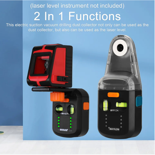 Electric drilling dust collector combines the functions of a laser level gauge and a drilling dust collector. It offers precise positioning, dust absorption, USB charging, and is compact and lightweight. It enables you to drill holes accurately and cleanly. It is perfect for home decoration drilling and wall renovation, making it an excellent tool for both decoration professionals and DIY enthusiasts!