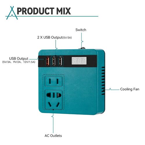 This intelligent inverter features wide-voltage input and efficient inverter operation, with a digital display screen for real-time monitoring. It comes with an AC socket and multiple USB interfaces, which are compatible with various devices such as laptops and digital equipment, making it a mobile energy manager for outdoor camping and home emergencies. It enables you to use electricity freely without interruption.