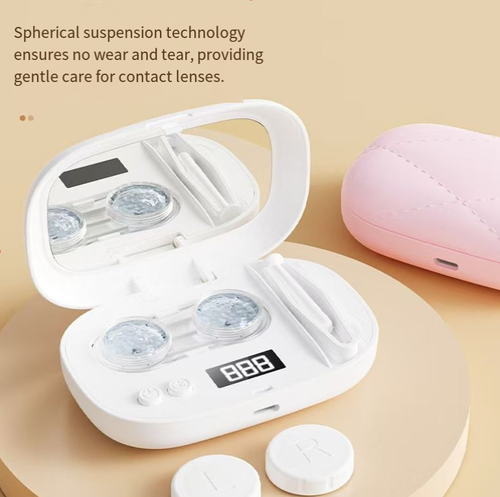 This ultrasonic contact lens cleaner: It features high-frequency vibration for thorough cleaning with no blind spots. The independent cleaning box prevents cross-infection. It has a timer adjustment function and a digital display screen. It gently cleans the lenses without damaging them. It is compatible with Type-C charging and is portable. It is suitable for daily use, commuting, and traveling, making the lenses feel as if they were freshly opened every day.
