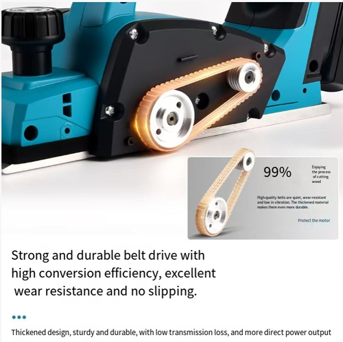 This rechargeable lithium battery woodworking planer integrates depth adjustment, efficient cutting, circulation cooling, and powerful belt drive. It features a large-capacity battery and is suitable for various scenarios. It is ideal for both professional woodworkers and DIY enthusiasts, allowing for the smooth creation of wood surfaces. Let it accompany you in creating more exquisite woodworking pieces!