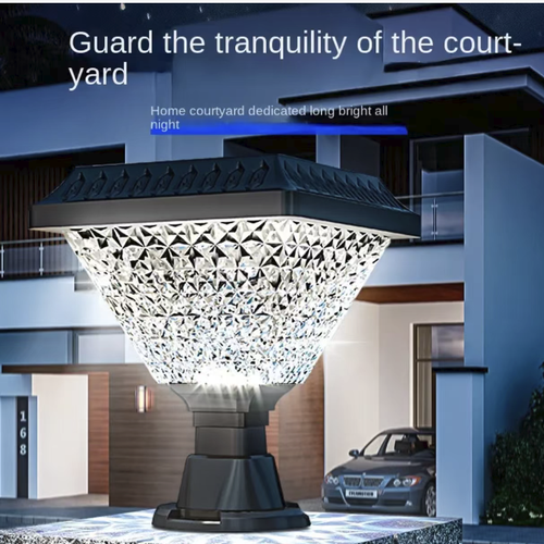 This solar-powered outdoor post-mounted floor lamp is powered by solar energy and has zero electricity cost. It is IP65 waterproof and durable. The transparent crystal lampshade creates a strong atmosphere. It can be installed in two ways - as a post or floor lamp, and the warm light is suitable for use in gardens, yards, and for holiday decorations. It is an all-round choice for outdoor lighting and decoration.