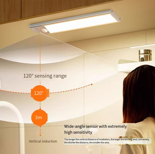 Don't venture out in the middle of the night in the dark! The human-sensing night light with a 120° wide-angle lens and a 3-meter detection range. It lights up instantly when someone approaches and goes off 30 seconds after they leave. It offers three light effects - warm orange, white, and yellow - suitable for scenarios like under the bed or in the closet. It's easy to install without drilling holes and has a long battery life. The soft light in the dark won't disturb your sleep.