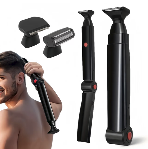 USB charging dual-head electric hair trimmer, with a long handle design, can easily trim body hair on the back. It comes with two interchangeable blades (wide and narrow) to suit large areas and detailed local hair trimming. One-button operation, the blade can be removed for cleaning, and comes with a cleaning brush. It is suitable for daily body hair trimming, portable and easy to store. It is an auxiliary tool for personal body care.