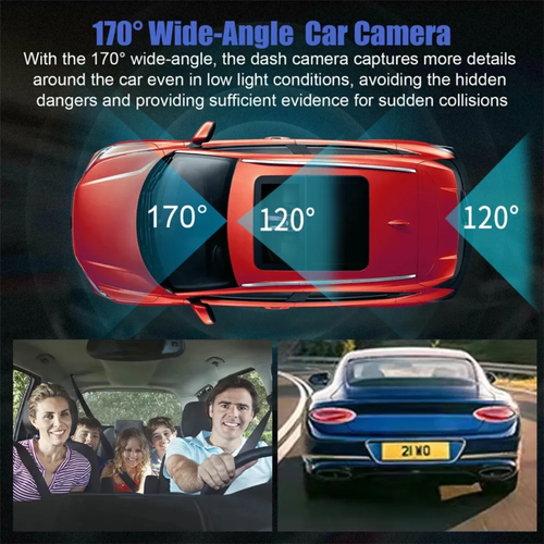 The three-lens dashcam, with panoramic vision + smart mobile connection, maximizes driving safety and makes every trip safe and worry-free. The three lenses work together to leave no blind spots. The mobile phone is connected with one button, and the operation is ridiculously convenient.