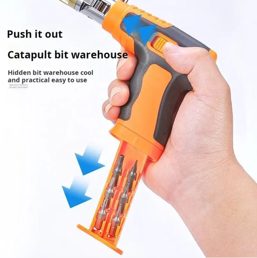 This set features a two-way ratchet mechanism and 180° adjustment. The chrome-vanadium steel bits are compatible with various screw specifications, and the built-in outward-retracting design is convenient. The ergonomic anti-slip handle is effortless and comfortable, allowing you to complete tasks efficiently, whether for home repairs, DIY assembly, or professional disassembly and assembly. It is an all-round power tool for disassembly and assembly scenarios.