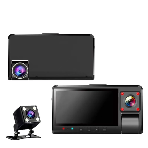 This three-channel dashcam supports simultaneous recording with front, interior and rear cameras. With 1080P high-definition video quality, an F1.8 large aperture and infrared night vision, it ensures clear images both day and night. It comes with built-in WiFi connectivity, allowing you to view and download recordings in real time via the APP. It also intelligently locks emergency videos. This is a reliable choice for comprehensive protection of driving safety.