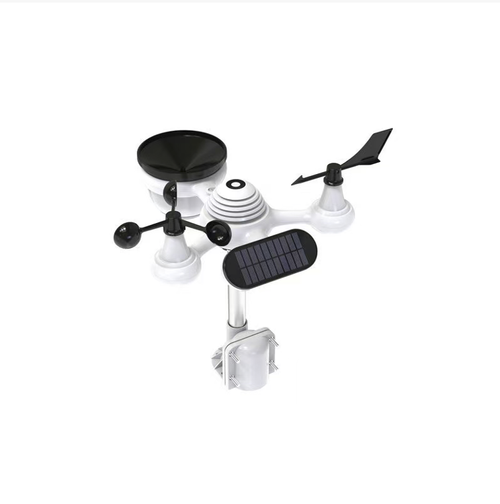 WiFi wireless weather monitoring station, outdoor integrated waterproof sensor probe with solar power supply, large color screen simultaneously displaying temperature, humidity, wind speed, rainfall, air pressure, and automatically generating weather forecast. Wireless long-distance transmission, suitable for garden and greenhouse farming, all-weather monitoring of indoor and outdoor weather changes.