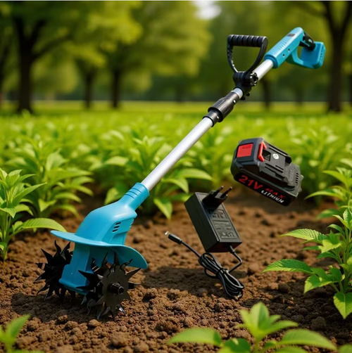 Lithium battery weeding machine, brushless motor + manganese steel blade, quickly breaks hard soil. With one charge, it can loosen 10 acres of land. Its efficiency is 5 times higher than a hoe. Adjustable handle to prevent bending and twisting, prevents grass entanglement, lightweight body. Elderly and women can also operate it stably. Zero fuel consumption and easy to store. No need to rely on brute force for farming. Easily loosen the soil with ease!