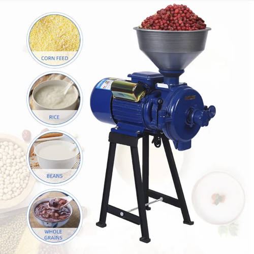 Dual-purpose dry and wet pulping and grinding machine, capable of grinding cereal flour and soybean milk and tofu pudding. The knob allows for free adjustment of fineness. The all-copper motor is equipped with a wear-resistant grinding disc. The machine has a stable and durable body, smooth feeding, easy cleaning, and is suitable for both household use and small-scale workshops for grinding and processing.