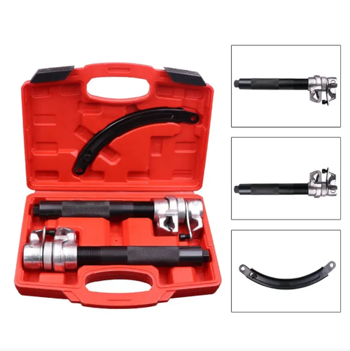 Damping spring compressor, thick-walled spiral + integral heat treatment, made of alloy steel, durable and safe. Suitable for multiple vehicle models, easy adjustment of the fixture, portable storage box. It helps auto mechanics improve efficiency, enables modification enthusiasts to operate safely, and is a professional tool for suspension maintenance!
