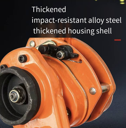 1.5-ton hand-operated hoist, capable of both lifting and towing. It features a 3-meter thick manganese steel chain that moves smoothly without getting stuck. The two-way anti-slip handles make operation effortless. The hook is equipped with safety lock plates, ensuring stable braking and preventing accidental drop. The thickened body is rust-proof and shock-resistant, making it suitable for various scenarios such as construction site lifting, equipment tensioning, and vehicle fixation.