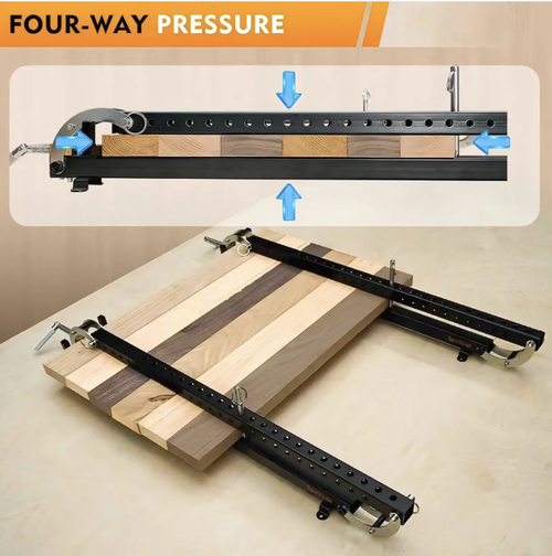 This 24-inch panel clamp comes in a two-piece set and features a parallelogram-shaped clamping structure. It evenly applies pressure to prevent the edges from warping and can be quickly installed in one minute. It is an efficient tool for woodworkers to assemble panels and create smooth and seamless furniture. Make each piece of woodboard fit perfectly, infusing the wooden artworks with exquisite texture.