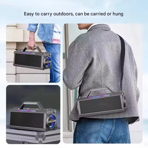 Thunderous Sound Dual-Microphone Audio System - A multi-functional party gadget that doubles as a speaker, dual-microphone karaoke device, and ambient light. It features exclusive heavy bass amplification that doubles the sound field, with rhythmic colored lights. The handle makes it portable, has sufficient battery life, and is compatible with various external playback scenarios. It saves space while providing maximum enjoyment.