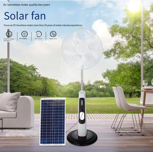 Multi-functional solar floor fan: Dual power supply + Long battery life. Even in power outages, it can continue to provide coolness for camping. The pure copper motor is quiet, energy-efficient and durable. It comes with 24 three-level dimmable LED night lights and can be controlled remotely, making it more convenient to operate. It is suitable for living rooms, bedrooms, outdoor areas, etc. It combines cooling and lighting functions, being both practical and thoughtful.