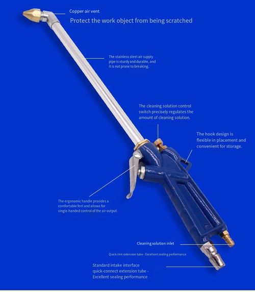 All-in-One Dust Removal Tool,Pneumatic air blow gun, compatible with compressors and blowers. Its powerful airflow can quickly remove dirt in hard-to-reach areas. The ergonomic design makes it easy to hold, and the durable material ensures long-lasting strong power. It is an efficient cleaning tool for mechanical maintenance and vehicle care.