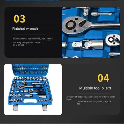 Complete Hardware Tools Set Auto Repair Machine Repair Household 94Pcs Ratchet Wrench Socket Factory Direct Multifunctional Maintenance Kit Home Car Repair Industrial Grade High Strength Durable Socket Bit Set General For Auto Maintenance Disassembly Large Medium Small Fly Wrench Quick Release Home Water Electric Installation Woodworking Drilling Car Motorcycle Bicycle Repair High Quality Steel Durable Easy Storage Factory Supply Cost-Effective Practical Tool Set
