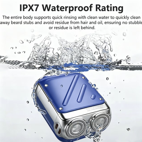 This portable men's electric shaving kit is IPX7 grade fully waterproof, suitable for both dry and wet use. Its 9-blade stainless steel head efficiently shaves without causing skin irritation. A 1-hour fast charge provides 60-day battery life. With a compact mech-style design, it can be easily placed in a pocket. The gift box packaging is elegant, making it a top choice for business trips and as a gift. It keeps you looking fresh at all times.