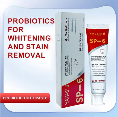 SP6 Probiotic Oral Bacteria Eliminator Toothpaste is specially designed to eliminate bad breath bacteria. It can also remove cigarette stains and brighten yellow teeth. It contains soothing ingredients to suit sensitive teeth. After brushing, it provides long-lasting freshness. It is a must-have for smokers and tea coffee lovers. One tube lasts for 2 months. Order today and get 10 tubes, which is enough to stock up for nearly two years!