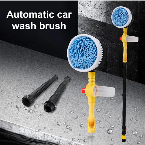 This automatic rotating car wash brush: Connect the water pipe and it will start rotating and spraying foam immediately. The soft bristles will not damage the car paint. The extendable long handle can cover the roof and bottom of the car. It is highly efficient and effortless for cleaning. The installation is simple and does not take up much space. You can clean your car at home with professional-level cleanliness, saying goodbye to the queues at car washes and scratches.