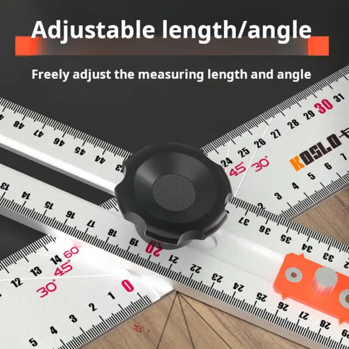 T-shaped Adjustable Angle Ruler: 90cm aluminum alloy ruler, a precision tool for woodworking and decoration. With a T-shaped structure and multi-angle adjustment, it can precisely control to the millimeter level. It is shock-resistant, wear-resistant, and does not cause fatigue when held for a long time. From mortise and tenon to ceiling installation, it helps achieve zero error in craftsmanship and is a reliable partner for artisans to create exquisite works.
