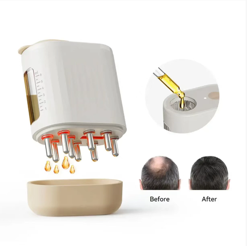 This scalp massage comb is a convenient hair care gadget: The press-type liquid release precisely delivers the essence without waste. The combination of red light, EMS microcurrent, and high-frequency vibration promotes absorption. It stops automatically after 10 minutes with intelligent timing. It's suitable for both night owls and hair care enthusiasts. You can enjoy professional-level scalp SPA right at home.