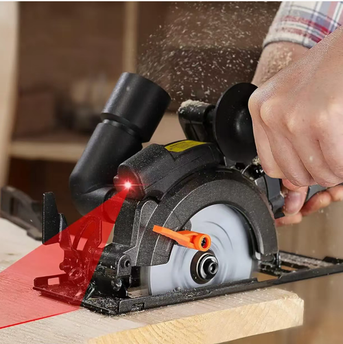 A small handheld electric circular saw, with powerful cutting force and smooth operation, can be used for cutting various materials such as wood, tiles, and metal. It is portable and easy to operate with one hand, equipped with a guide plate to assist in precise cutting. It also has multiple safety protections. It is an economical and high-performance cutting tool for woodworking DIY, household repairs, and construction work.