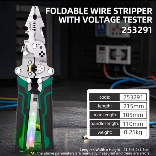 Multifunctional electrician's pliers, with an electric testing function, can precisely detect circuits and can be folded for storage, taking up no space. The four-hole winding design makes wiring easier. The functions of stripping wires and clamping are also very powerful. One plier can meet various needs. With it, the efficiency of electricians' operations is directly maximized, and it is a good helper for electricians' work.