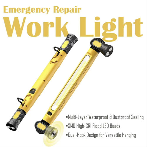 USB charging electromagnetic maintenance work lamp, with multiple brightness adjustment levels, strong magnetic adsorption + hook dual fixation to free up both hands. 5200mAh battery for long-lasting power, supports reverse emergency charging for mobile phones, and the casing is shock-resistant and dust-proof. Ideal for auto repair maintenance, home power outages, and outdoor driving emergency preparedness.