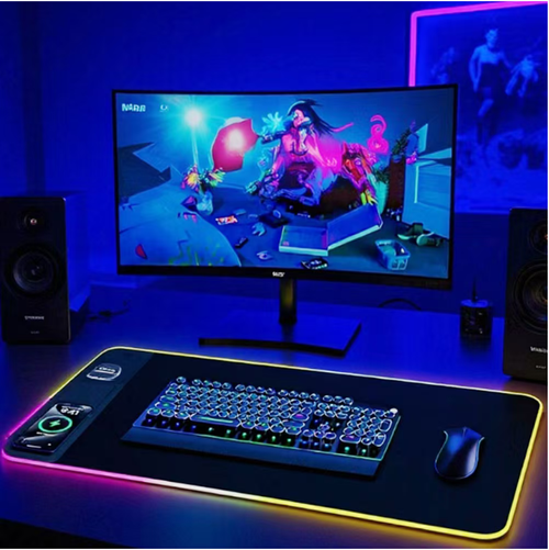 This 3-in-1 wireless charging RGB mouse pad is a lifesaver for your desktop: It has two wireless charging zones that support Qi devices, an 80×40cm oversized size providing smooth support, and RGB lighting effects with multiple modes for touch control. It's plug-and-play and suitable for gaming, office work, and dormitories, making your desktop free from tangled wires and creating a full-on atmosphere. Say goodbye to the annoyance of tangled charging cables.