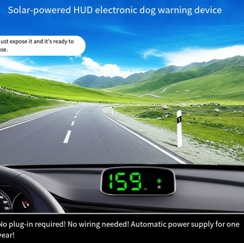 太阳能HUDDirect Solar-Powered Wireless Car Head-Up Display Universal GPS Compass Green Light Speed and Time Indicator