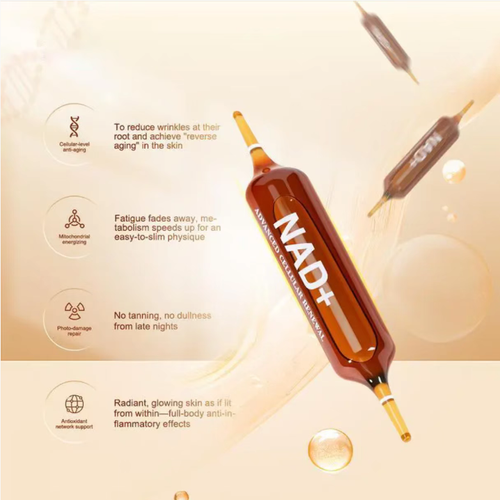 Order today and you will receive 3 boxes of Cell Regeneration NAD+ Body Care Boost Vitality Supplement. This NAD+ dietary supplement is a daily light care aid. Each 15ml bottle is suitable for daily consumption. It contains ingredients such as NAD+. It is suitable for those with dark circles from staying up late and daily fatigue. It is presented in a gift box. The effect may vary from person to person.