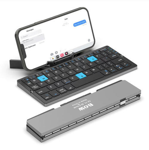 This mini folding Bluetooth keyboard: Three-section folding for easy portability, full key layout + compatibility with multiple systems, magnetic stand to free your hands, Bluetooth 5.0 stable connection, long battery life and low-noise keys, suitable for all scenarios such as office work, study and travel, unlocking a new way of mobile office, transforming small-screen devices into productivity tools in an instant.