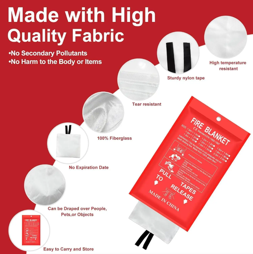 Special for Fire Rescue and Escape,Flame-retardant fire extinguishing blanket, made of glass fiber, can withstand temperatures up to 1000℃, extinguishes fire instantly and can be reused. The operation is simple, portable and easy to store. Order today and you will receive 3 pieces. It covers multiple scenarios such as home, store and vehicle, and is a necessary safety item for fire emergencies.