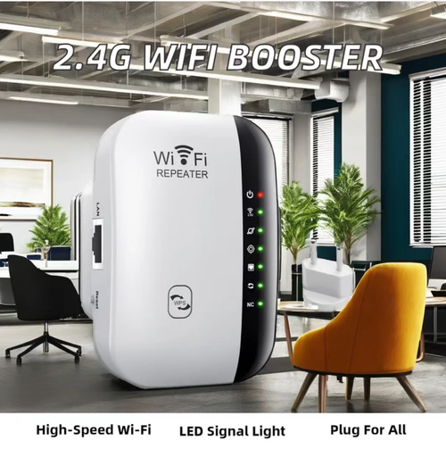 Place your order today and you will receive 2 WiFi signal booster amplifiers. This amplifier adopts 2.4G + 300Mbps technology. It can be installed simply by plugging it into the socket, without taking up space, and is compatible with all routers. It transforms the signal blind areas in the bedroom, kitchen and bathroom into areas with full signal strength, allowing you to watch TV and make calls without any delay, and also eliminates the need to worry about signal issues.
