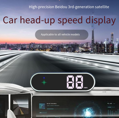 All-in-One LCD Display Car Windshield HUD KMH-MPH Switchable New Colorful Machine with Clock Function