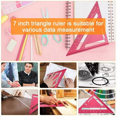 The woodworking marking tool! This triangular ruler is extremely precise, made of high-purity aluminum, with clear and accurate markings down to millimeters. It can measure angles and lengths on both sides, has a pen holder with an ink reservoir for marking lines, and offers a comfortable grip that is resistant to scratches and wear. It is a three-in-one tool for marking, measuring, and positioning. Even beginners can precisely draw mortise and tenon joints!