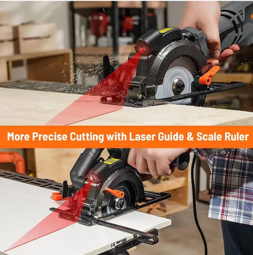 A small handheld electric circular saw, with powerful cutting force and smooth operation, can be used for cutting various materials such as wood, tiles, and metal. It is portable and easy to operate with one hand, equipped with a guide plate to assist in precise cutting. It also has multiple safety protections. It is an economical and high-performance cutting tool for woodworking DIY, household repairs, and construction work.