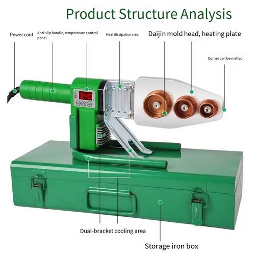 This digital thermoplastic fusion machine features intelligent temperature control for precise temperature regulation. Dual cooling blocks ensure stable welding. Multiple nozzles are available to meet different pipe diameter requirements. The operation is convenient, and even beginners can easily complete professional-grade pipe welding, making waterway projects efficient and reliable.