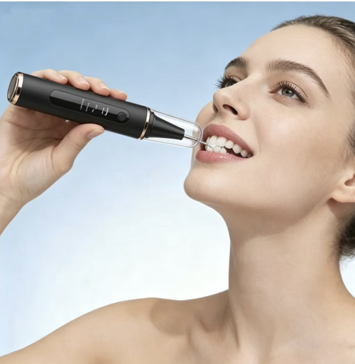 Home ultrasonic tooth cleaning device, with multiple levels of gentle sound wave vibration to effectively remove tartar and stains. Comes with an integrated endoscope, replacement cleaning heads and other complete accessories. USB charging portable body, simple and intuitive operation. Suitable for deep cleaning teeth at home, improving yellow teeth and bad breath, and maintaining a fresh mouth. It meets the daily oral care needs of the entire family.