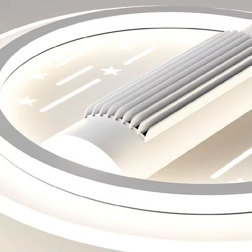 This circular fan ceiling lamp combines lighting and cool breeze into one. The fan blades are invisible and safe. The LED light is soft and good for eyes, with multiple adjustment settings. The gentle breeze circulates without direct blowing. The simple design is suitable for the entire house. It supports intelligent control, is energy-saving and quiet, and is the preferred choice for enhancing home comfort.