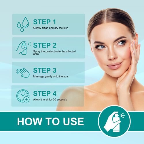 Powerful Scar Recovery Spray, capable of eliminating various types of scars (such as knife scars, burn scars, and acne marks), with a cell regeneration formula penetrating the dermis, stimulating collagen production, smoothing out unevenness, fading dark marks, and providing 4-step gentle care without the need for ointments. Order today and get 4 bottles! New scars fade quickly, old scars soften, and wearing revealing clothing allows you to show off without concealing the scars.