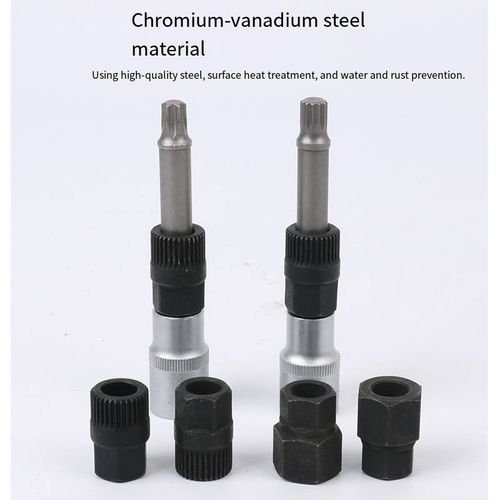 13-piece set of car generator belt pulley disassembly and assembly tools, made of chrome-vanadium steel and alloy materials, with high hardness and good rust resistance and durability. The storage box is portable and easy to access, and the disassembly and assembly are precise and effortless. It is an efficient and professional belt pulley maintenance assistant for auto repair technicians.