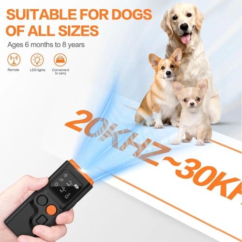 Soundwave Anti-Barking Device, 20KHz - 30KHz ultrasonic dual mode (frequency sweeping + fixed frequency) suitable for all types of dogs. Gentle intervention to stop barking without disturbing others. Equipped with high-power LED lights, portable and easy to operate. It is a thoughtful tool for managing barking during walks and promoting harmony between humans and pets.