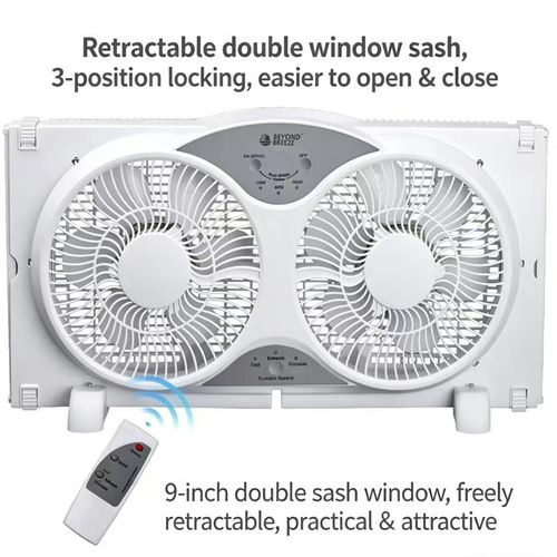测试Household 9-Inch Retractable Double Window Fan, 3-speed adjustable, three modes cool exhaust circulation, dual air outlets for efficient ventilation, adjustable side fits most window frames, with remote control, no punch installation, perfect ventilation solution for bedroom kitchen bathroom, odor removal and air renewal, must-have for renters, operates quietly without disturbing life, quickly improves indoor stuffiness and humidity, enhances home air quality.